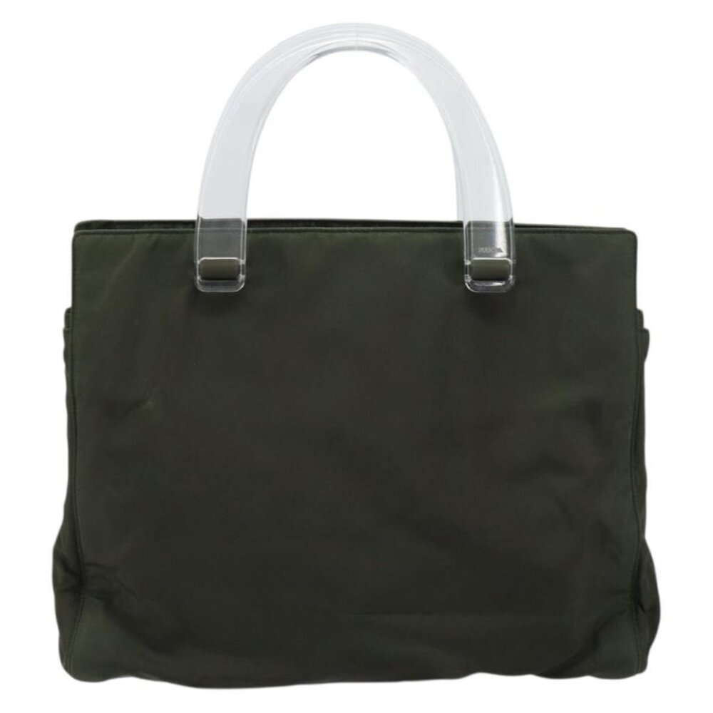 PRADA Hand Bag Nylon Khaki Silver Auth bs31898 - Picture 2 of 16